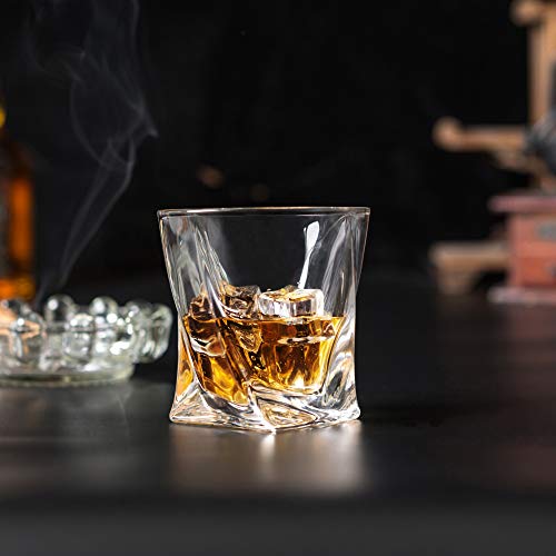 KANARS Whiskey Glasses Set of 4, 10 Oz Crystal Old Fashioned Cocktail Glass in Gift Box, Twisted Lowball Bourbon Tumbler for Scotch Whisky Cognac, Rock Barware for Men Gift Father's Day - My Kitchen Products