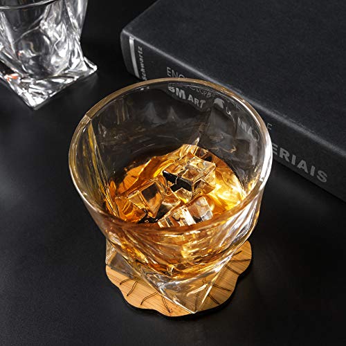 KANARS Whiskey Glasses Set of 4, 10 Oz Crystal Old Fashioned Cocktail Glass in Gift Box, Twisted Lowball Bourbon Tumbler for Scotch Whisky Cognac, Rock Barware for Men Gift Father's Day - My Kitchen Products