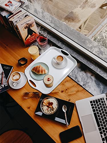 KAQAHIDO Large Melamine Serving Trays for Eating, 17.5’’ x 12’’ Serve Platter for Appetizer, Charcuterie, Food, Snack, Cupcakes, Dessert, BPA-Free, Dishwasher Safe Tray, Set of 2, White - My Kitchen Products