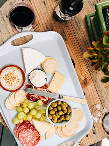 KAQAHIDO Large Melamine Serving Trays for Eating, 17.5’’ x 12’’ Serve Platter for Appetizer, Charcuterie, Food, Snack, Cupcakes, Dessert, BPA-Free, Dishwasher Safe Tray, Set of 2, White - My Kitchen Products