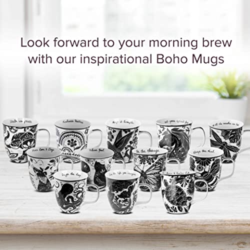 Karma Gifts 14 oz Black and White Boho Mug Octopus - Cute Coffee and Tea Mug - Ceramic Coffee Mugs for Women and Men - My Kitchen Products