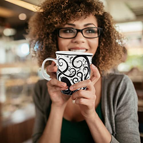 Karma Gifts 14 oz Black and White Boho Mug Octopus - Cute Coffee and Tea Mug - Ceramic Coffee Mugs for Women and Men - My Kitchen Products