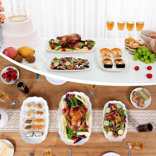 Kassel Ceramic Serving Platter Set | 14”/12”/10” Oval Serving Trays for Entertaining at Parties and Weddings | Oven Safe Large Serving Trays for Tacos, Steak, and Cake - My Kitchen Products