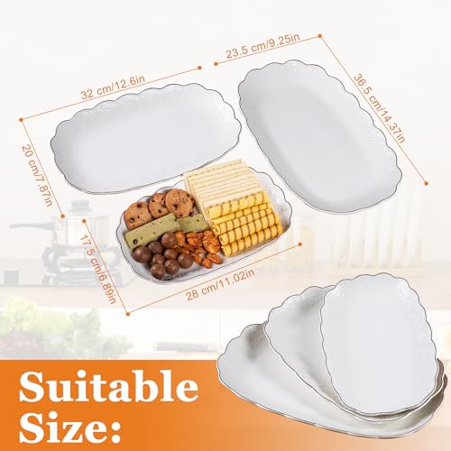 Kassel Ceramic Serving Platter Set | 14”/12”/10” Oval Serving Trays for Entertaining at Parties and Weddings | Oven Safe Large Serving Trays for Tacos, Steak, and Cake - My Kitchen Products