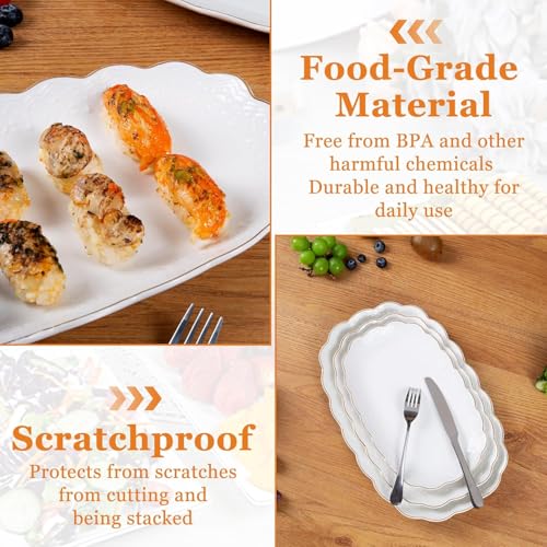 Kassel Ceramic Serving Platter Set | 14”/12”/10” Oval Serving Trays for Entertaining at Parties and Weddings | Oven Safe Large Serving Trays for Tacos, Steak, and Cake - My Kitchen Products