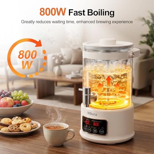 Kawu Electric Kettle, 2.5L Glass Water Boiler with Infuser, 7-in-1 Electric Water Kettle Hot Water Dispenser, Temperature Control, 800W Tea Maker Machine Water Warmer for Home Office Kitchen - My Kitchen Products