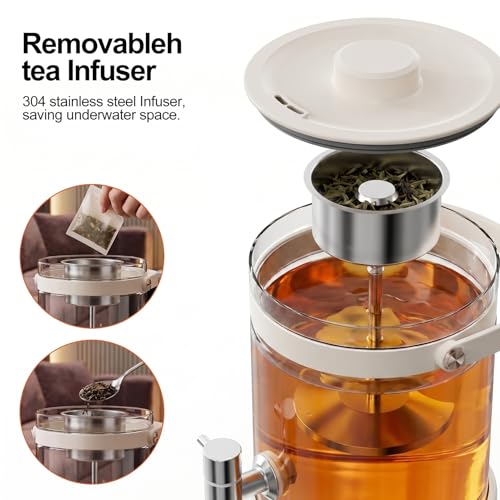 Kawu Electric Kettle, 2.5L Glass Water Boiler with Infuser, 7-in-1 Electric Water Kettle Hot Water Dispenser, Temperature Control, 800W Tea Maker Machine Water Warmer for Home Office Kitchen - My Kitchen Products
