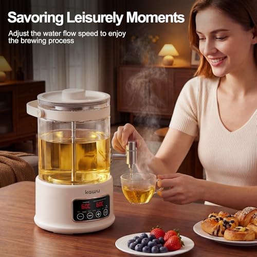 Kawu Electric Kettle, 2.5L Glass Water Boiler with Infuser, 7-in-1 Electric Water Kettle Hot Water Dispenser, Temperature Control, 800W Tea Maker Machine Water Warmer for Home Office Kitchen - My Kitchen Products