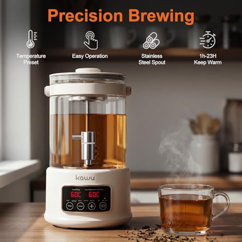 Kawu Electric Kettle, 2.5L Glass Water Boiler with Infuser, 7-in-1 Electric Water Kettle Hot Water Dispenser, Temperature Control, 800W Tea Maker Machine Water Warmer for Home Office Kitchen - My Kitchen Products