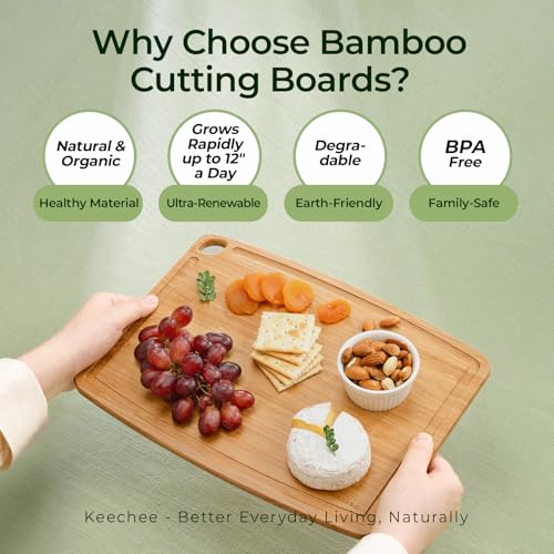 Keechee Dishwasher Safe Bamboo Cutting Board, Lightweight & Durable Wood Cutting Board, Reversible with Juice Groove, Easy to Store & Clean, Ideal Kitchen Gift for Home Cooks - My Kitchen Products
