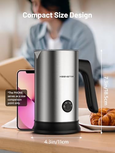 Keenstar Electric Milk Frother, Automatic 4-in-1 Milk Steamer Warm or Cold Foam Maker for Latte, Cappuccino, Stainless Steel Milk Warmer with Temperature Controls - My Kitchen Products