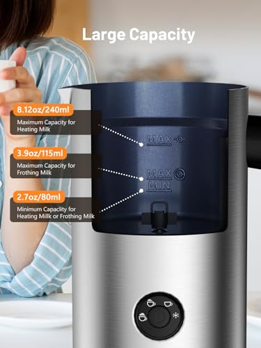 Keenstar Electric Milk Frother, Automatic 4-in-1 Milk Steamer Warm or Cold Foam Maker for Latte, Cappuccino, Stainless Steel Milk Warmer with Temperature Controls - My Kitchen Products