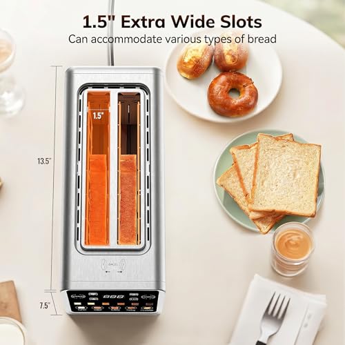 Keenstone 4 Slice Touch Screen Toasters with Wide Slot, 1400W Stainless Steel Smart Toaster for Bagels, Waffles, Muffin - Timer, Defrost, Reheat & Memory Function, Family Breakfast Toaster - My Kitchen Products