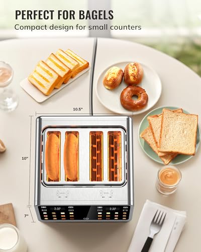 Keenstone Toaster 4 Slice, Digital Smart Toaster with TouchScreen, Dual Control Panel, Single Slot Toasting, Timer, Reheat & Defrost for Bagels, Bread, Waffles, Stainless Steel Kitchen Essentials - My Kitchen Products