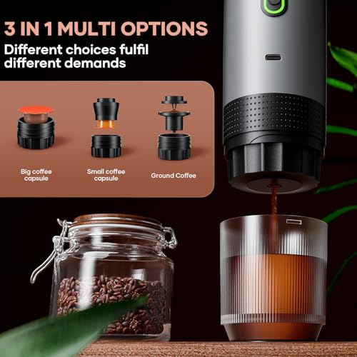KEJECTOR Portable Coffee Maker Espresso Machine for Travel Nano Car Coffee Maker Compatible with Ground Coffee & NS Capsule for RV, Hiking Camping Office, Travel Espresso Maker Electric Coffee Machine - My Kitchen Products