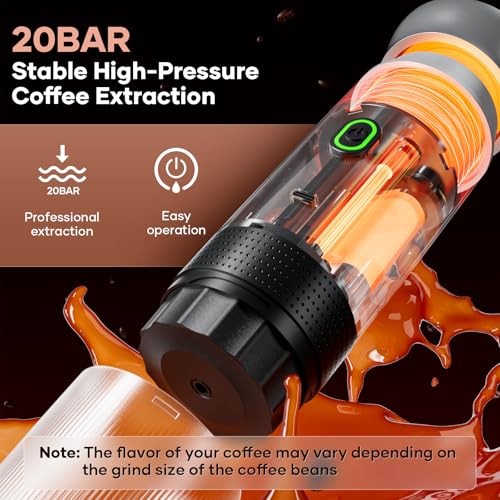 KEJECTOR Portable Coffee Maker Espresso Machine for Travel Nano Car Coffee Maker Compatible with Ground Coffee & NS Capsule for RV, Hiking Camping Office, Travel Espresso Maker Electric Coffee Machine - My Kitchen Products