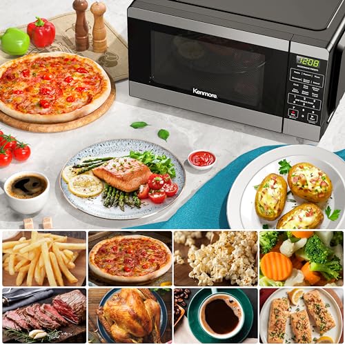 Kenmore Countertop Microwave, 6 Auto-Preset Menus, Child Lock, Defrost & Express Cooking Features, 900 Watt, .9 Cu Ft, Stainless Steel - My Kitchen Products