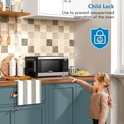 Kenmore Countertop Microwave, 6 Auto-Preset Menus, Child Lock, Defrost & Express Cooking Features, 900 Watt, .9 Cu Ft, Stainless Steel - My Kitchen Products