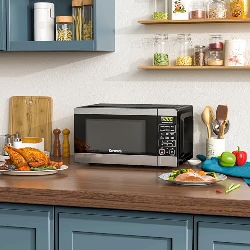 Kenmore Countertop Microwave, 6 Auto-Preset Menus, Child Lock, Defrost & Express Cooking Features, 900 Watt, .9 Cu Ft, Stainless Steel - My Kitchen Products