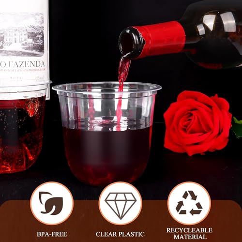 KesaPlan 100 Pcs Disposable Stemless Glasses 12oz Crystal Plastic Wine Glasses Clear Classic Cup for Meeting Weddings Birthdays Cocktail Christmas Party Supplies - My Kitchen Products
