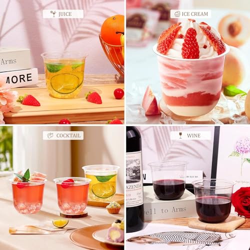KesaPlan 100 Pcs Disposable Stemless Glasses 12oz Crystal Plastic Wine Glasses Clear Classic Cup for Meeting Weddings Birthdays Cocktail Christmas Party Supplies - My Kitchen Products