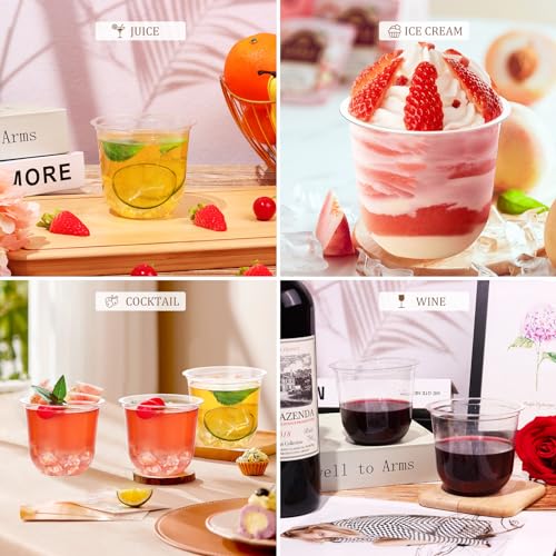 KesaPlan 50 Pcs Disposable Stemless Glasses 12oz Crystal Plastic Wine Glasses Clear Classic Cup for Meeting Weddings Birthdays Cocktail Christmas Party Supplies - My Kitchen Products