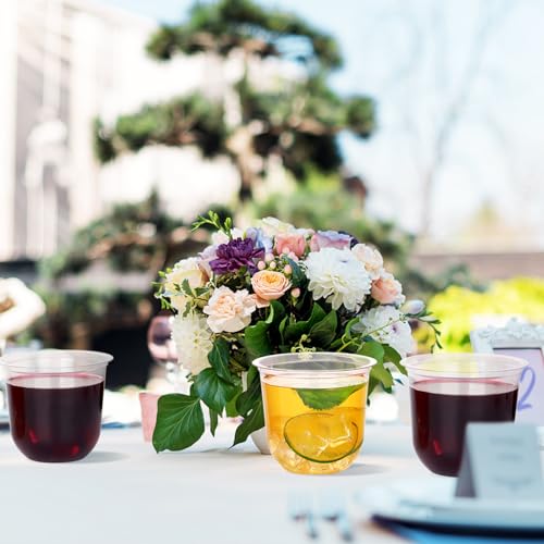 KesaPlan 50 Pcs Disposable Stemless Glasses 12oz Crystal Plastic Wine Glasses Clear Classic Cup for Meeting Weddings Birthdays Cocktail Christmas Party Supplies - My Kitchen Products