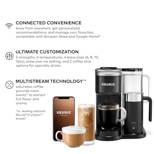 Keurig K-Café SMART Single Serve Coffee Maker with WiFi Compatibility, Latte and Cappuccino Machine with Built-In Frother, 6 Brew Sizes, Black - My Kitchen Products