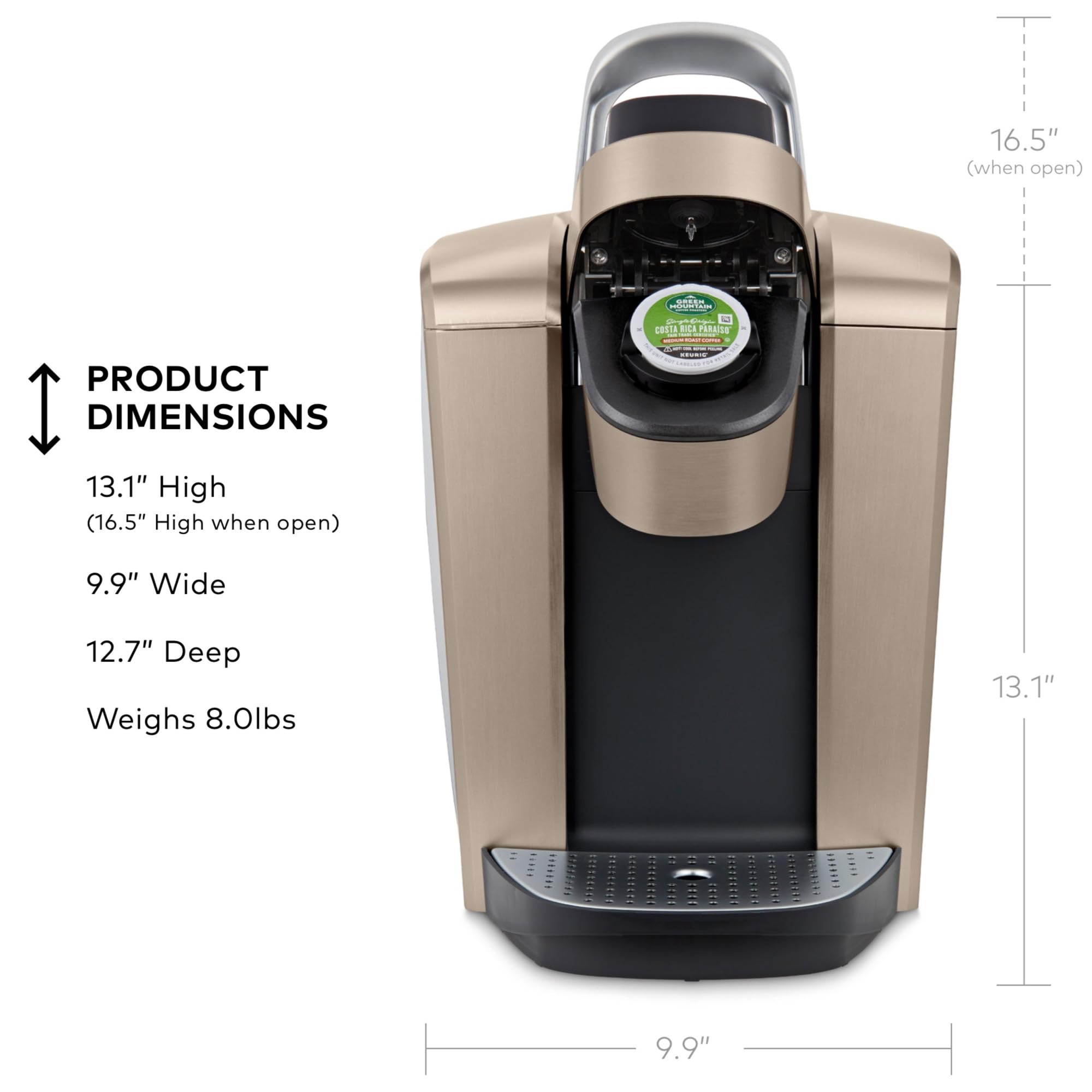Keurig K-Elite Single Serve K-Cup Pod Coffee Maker, with Strength and Temperature Control, Iced Coffee Capability, 8 to 12oz Brew Size, Programmable, Brushed Gold - My Kitchen Products
