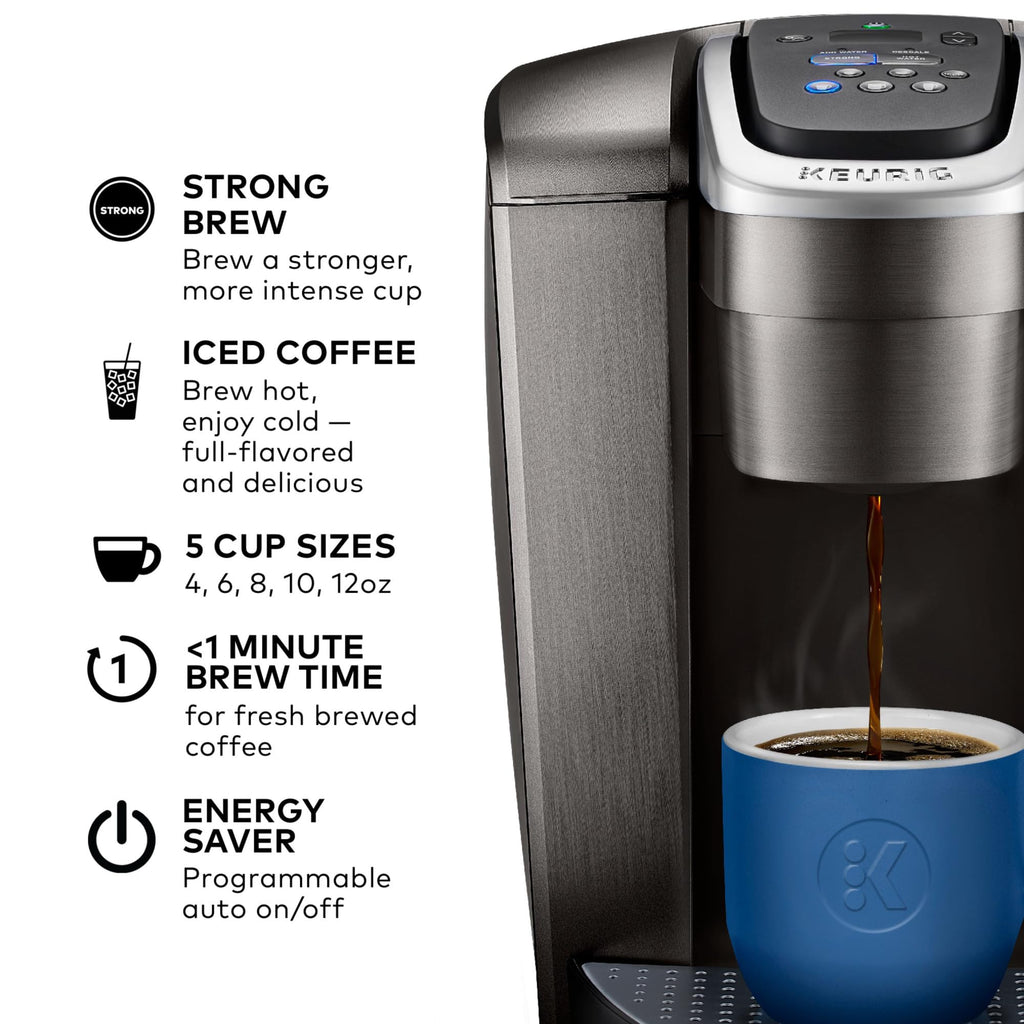 Keurig K-Elite Single Serve K-Cup Pod Coffee Maker, with Strength and Temperature Control, Iced Coffee Capability, 8 to 12oz Brew Size, Programmable, Brushed Slate - My Kitchen Products