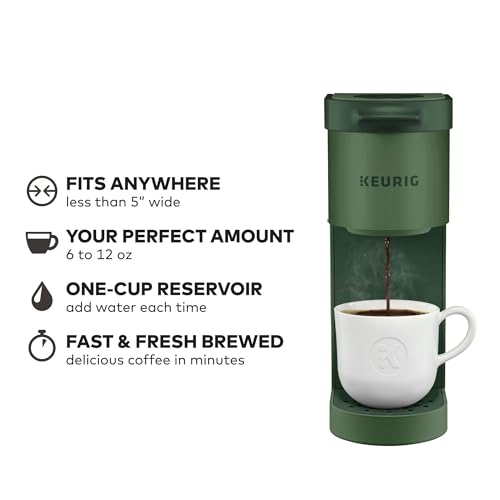 Keurig K-Mini Single Serve K-Cup Pod Coffee Maker, 6 to 12oz Brew size, with Cord Storage, Perfect for Small Spaces, Evergreen - My Kitchen Products