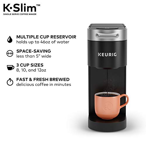 Keurig K-Slim Single Serve K-Cup Pod Coffee Maker, Multistream Technology, 3 Brew Sizes, Slim and Sleek Design, 46oz Removable Reservoir, Black - My Kitchen Products