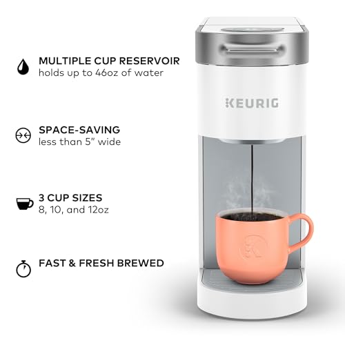 Keurig K-Slim Single Serve K-Cup Pod Coffee Maker, Multistream Technology, 3 Brew Sizes, Slim and Sleek Design, 46oz Removable Reservoir, White - My Kitchen Products