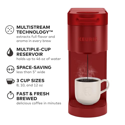 Keurig K- Slim Single Serve K-Cup Pod Coffee Maker, with 3 Brew Sizes, Multistream Technology, 46oz Removable Reservoir, Scarlet Red - My Kitchen Products