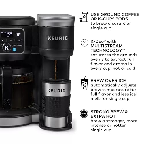 Keurig KD5600 K-Duo Hot & Iced Single Serve & Carafe Coffee Maker, 72oz Reservoir, MultiStream Technology (Gen 2), Black (Renewed) - My Kitchen Products