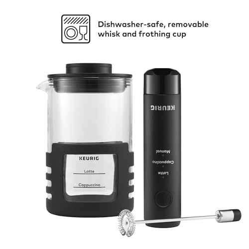 Keurig SimpleCafe Frother, Rechargeable Handheld Milk Frother for Lattes, Cappuccinos & Iced Coffee, USB Cord Included, Microwave-Safe Frothing Cup, Hot & Cold Foam Maker - My Kitchen Products