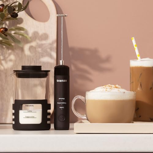 Keurig SimpleCafe Frother, Rechargeable Handheld Milk Frother for Lattes, Cappuccinos & Iced Coffee, USB Cord Included, Microwave-Safe Frothing Cup, Hot & Cold Foam Maker - My Kitchen Products