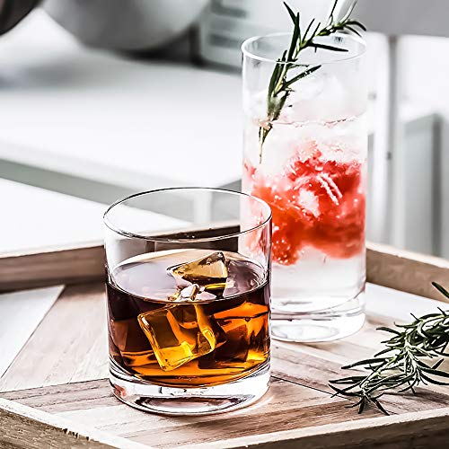 Kingrol 12 Pack Double Old Fashioned Whiskey Glasses, 10 oz Rocks Glasses Drinking Glasses for Scotch, Bourbon, Cocktails, Beverages, Water - My Kitchen Products