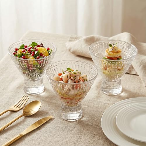 Kingrol 6 Pack Stemless Martini Glasses, Cocktail Glasses, 8 oz Glass Dessert Bowls, Mini Trifle Bowls, Perfect Glassware for Home Bar, Restaurant, Party - My Kitchen Products