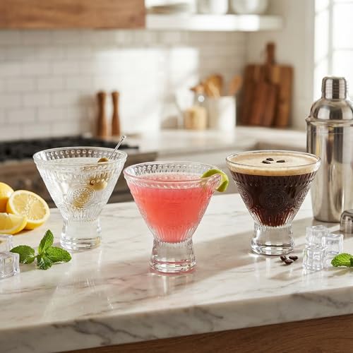 Kingrol 6 Pack Stemless Martini Glasses, Cocktail Glasses, 8 oz Glass Dessert Bowls, Mini Trifle Bowls, Perfect Glassware for Home Bar, Restaurant, Party - My Kitchen Products