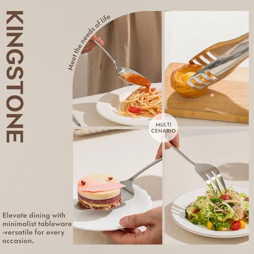 KINGSTONE 5 Piece Serving Utensils Set, 18/10 Stainless Steel Serving Utensils Large, Serving Spoon, Slotted Spoon, Fork, Tong, Cake Server for Buffet, Parties, Kitchen,Entertaining, Wedding - My Kitchen Products