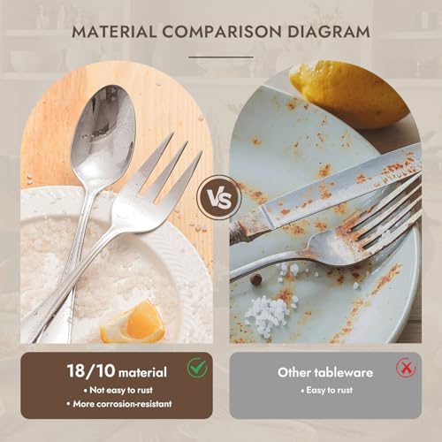 KINGSTONE 8 Piece Teardrop Serving Utensils Set, 18/10 Stainless Steel Serving Utensils, Slotted Spoons, Forks, Tongs, Cake Server, Butter Knife for Buffet, Catering, Wedding, Party - My Kitchen Products