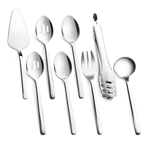 KINGSTONE Large Hostess Serving Utensils Set, 18/10 Stainless Steel Heavy Duty 10-inch Serving Utensils, Slotted