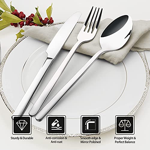 KINGSTONE Silverware Set, 20 Piece Flatware Cutlery Set for 4, 18/10 Stainless Steel Silverware Mirror Polished Dishwasher Safe for Home, Restaurant, Wedding, Party(Silver, 20 pieces for 4) - My Kitchen Products