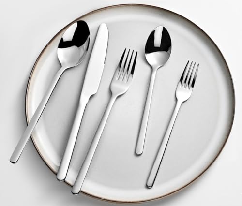 KINGSTONE Silverware Set, 20 Piece Flatware Cutlery Set for 4, 18/10 Stainless Steel Silverware Mirror Polished Dishwasher Safe for Home, Restaurant, Wedding, Party(Silver, 20 pieces for 4) - My Kitchen Products