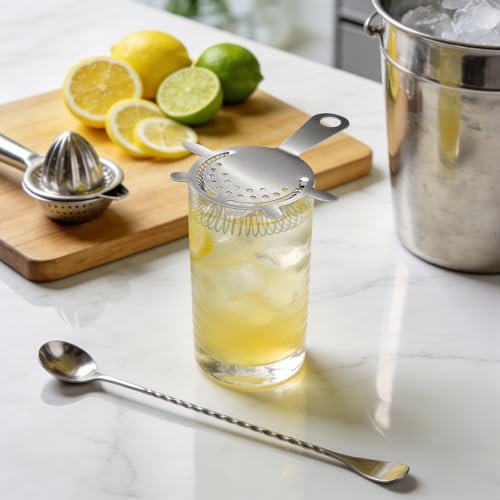 Kirecoo 2PCS Stainless Steel Cocktail Strainer, Bar Drink Strainer with High-Density Spring, Bar Tools Cocktail Shaker Accessories for Smooth Drink Pouring, Fits Boston Shakers and Mixing Glasses - My Kitchen Products