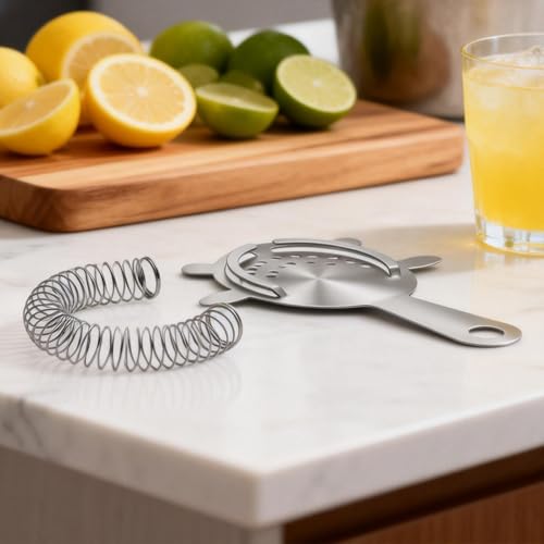 Kirecoo 2PCS Stainless Steel Cocktail Strainer, Bar Drink Strainer with High-Density Spring, Bar Tools Cocktail Shaker Accessories for Smooth Drink Pouring, Fits Boston Shakers and Mixing Glasses - My Kitchen Products