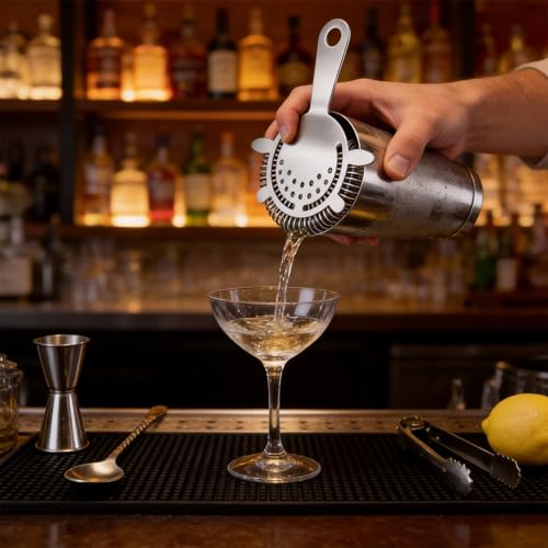 Kirecoo 2PCS Stainless Steel Cocktail Strainer, Bar Drink Strainer with High-Density Spring, Bar Tools Cocktail Shaker Accessories for Smooth Drink Pouring, Fits Boston Shakers and Mixing Glasses - My Kitchen Products