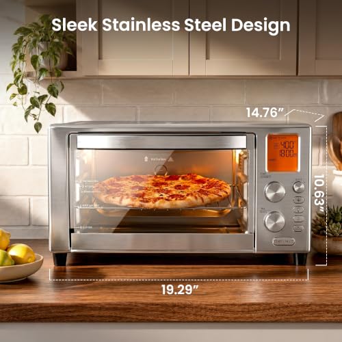 Kismile 12-in-1 Air Fryer Toaster Oven Combo, 23QT Convection Oven Countertop, 120-450℉, 360° Turbo Convection, Toast, Bake & Broil, Rotisserie for Chicken, Full Accessories, Stainless Steel - My Kitchen Products