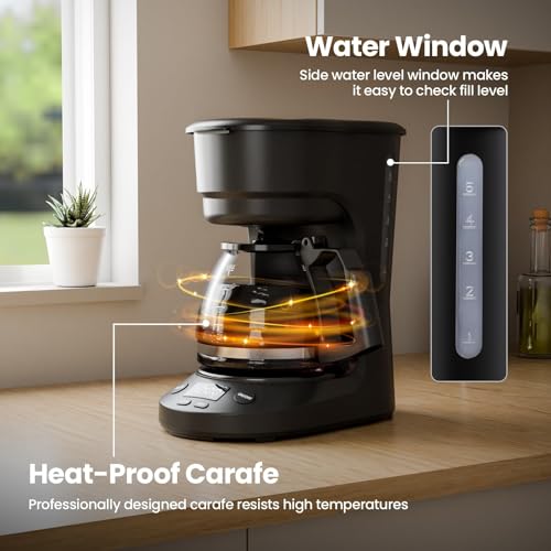 Kismile 5-Cup Drip Coffee Machine with LED Display, Coffee Maker with Timer, Auto Shut-Off, Removable Funnel, Compact, Ideal for Home & Office - My Kitchen Products